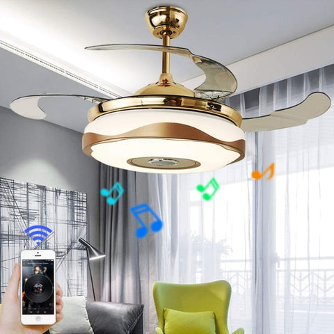 Ceiling Fan Light with Smart Bluetooth Music Player Remote Control and 7 light color changes